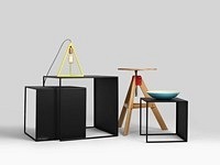 Stół Kawowy Zestaw 2 Wall Trio Metal 35x45x55 Biały