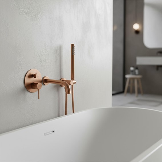 Bateria Wannowa Podtynkowa LUNGO + BOX Miedź Szczotkowana