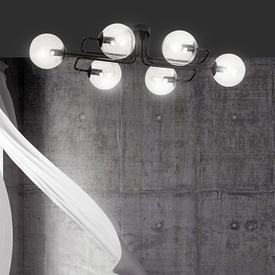 Lampa Sufitowa BRENDI 6A Czarny/Transparentny