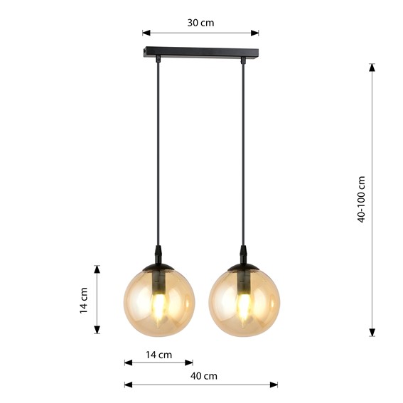 Lampa Wisząca COSMO 2 Czarny/Miodowy