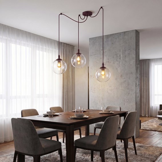 Lampa Wisząca GIGI 3 Burgundowy/Transparentny