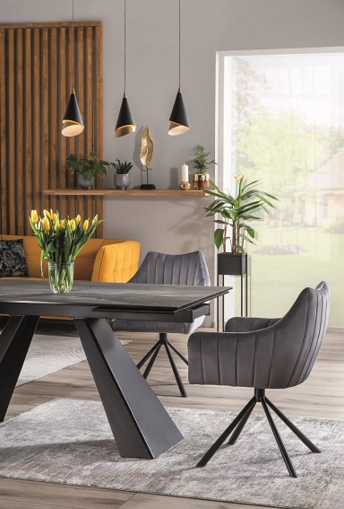 Stół Rozkładany SALVADORE Ceramic (160-240)x90 Szary Marmur/Czarny