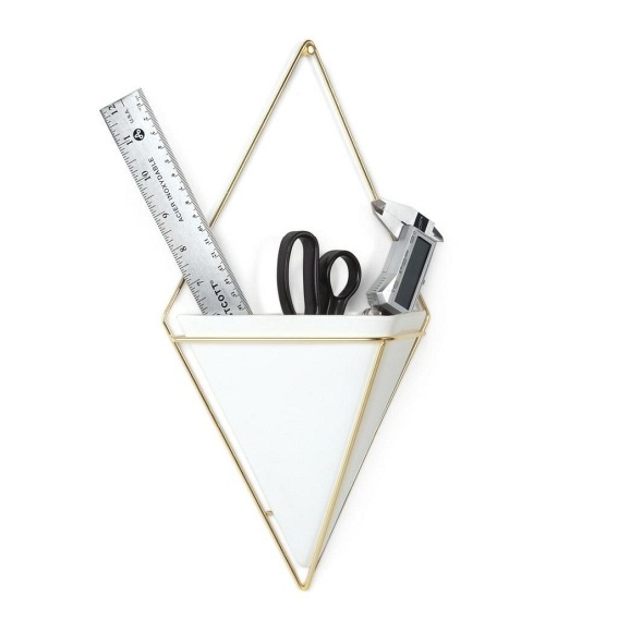 UMBRA doniczka ścienna TRIGG L - biały, złoty