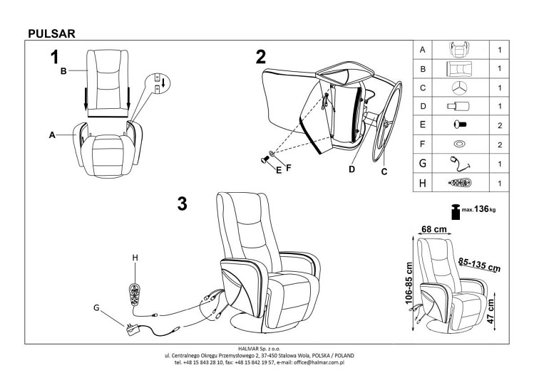Fotel z Funkcją Masażu i Grzania PULSAR RECLINER Beżowy