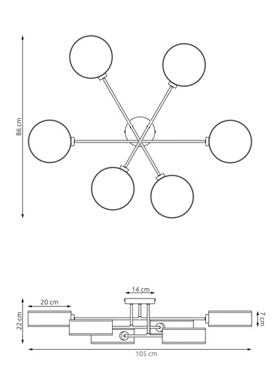 Lampa Sufitowa MAGA 6 Rattan