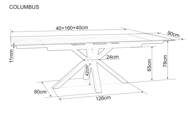 Stół Rozkładany COLUMBUS CERAMIC (160-240)x90 Czarny/Brązowy