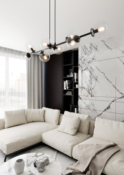 Lampa Wisząca ROSSI 8 Czarny/Transparentny