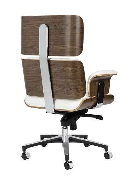 Fotel Biurowy LOUNGE BUSINESS Biały/Orzech
