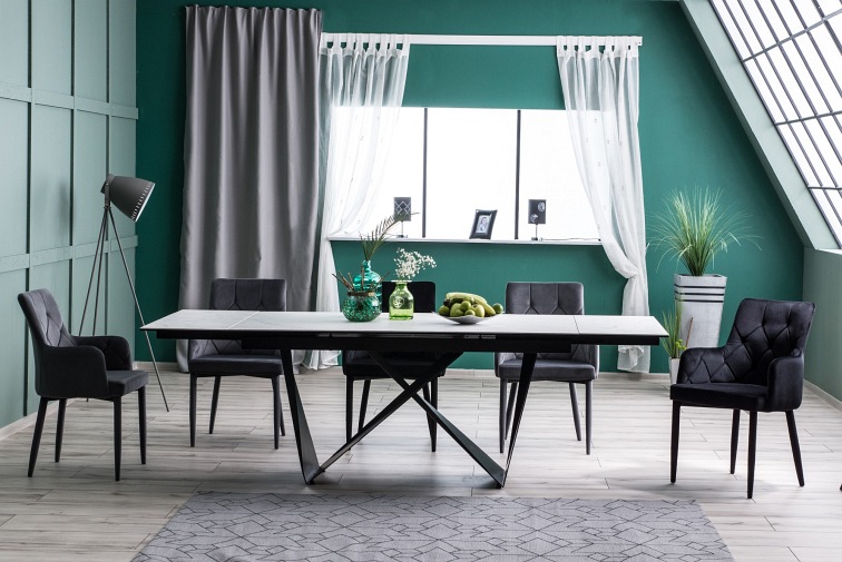 Stół Rozkładany CAVALLI II (240-160)x90 Ceramic Biały/Czarny Mat