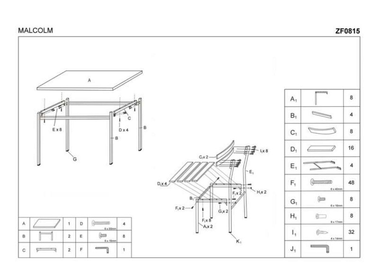 MALCOLM zestaw stół + 4 krzesła wenge
