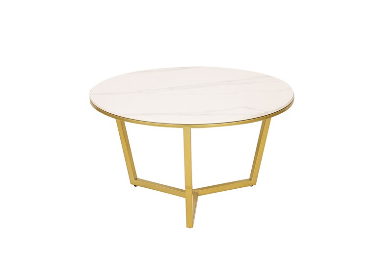 Zestaw Stolików AVOLA M67 Fi80/60cm Złoty/Biały