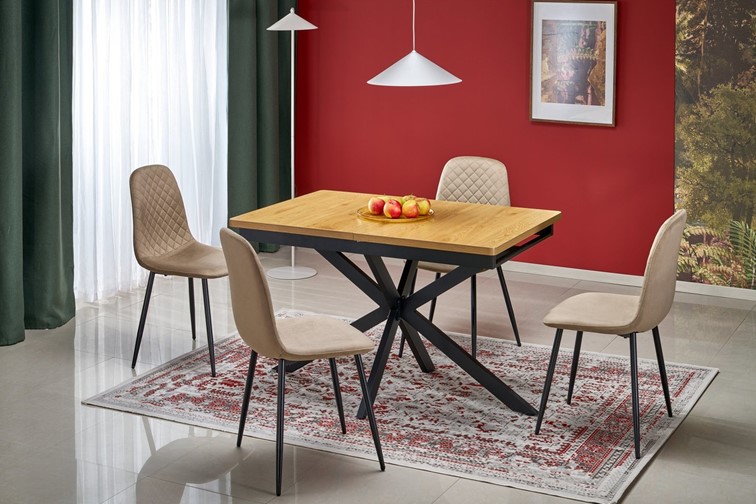 Stół Rozkładany HOLTER (120-160)x80 Złoty Dąb/Czarny