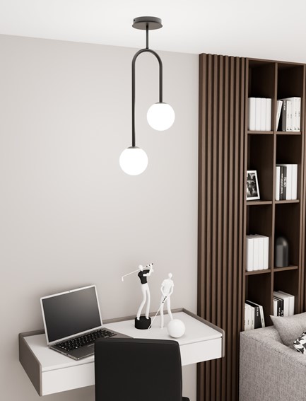 Lampa Wisząca ATRIA 2 Czarny/Opal