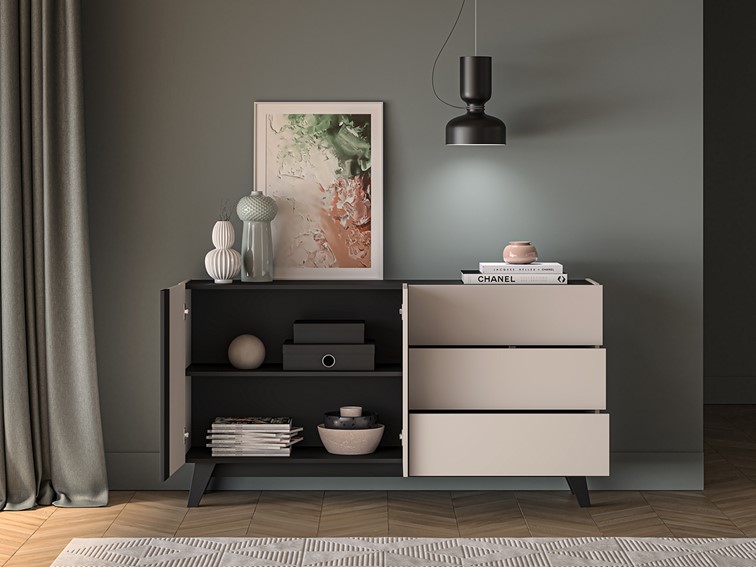 Komoda FRESHION 03 Cashmere/Czarny