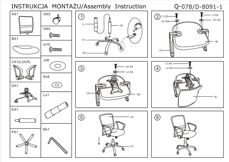 Fotel Obrotowy Q-078 Czarny
