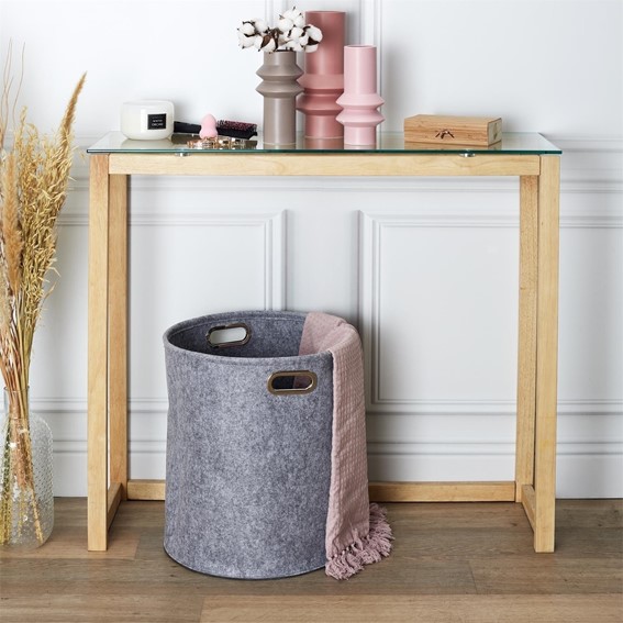 Zestaw 2 Pudełek Filcowych Okrągłe Szare