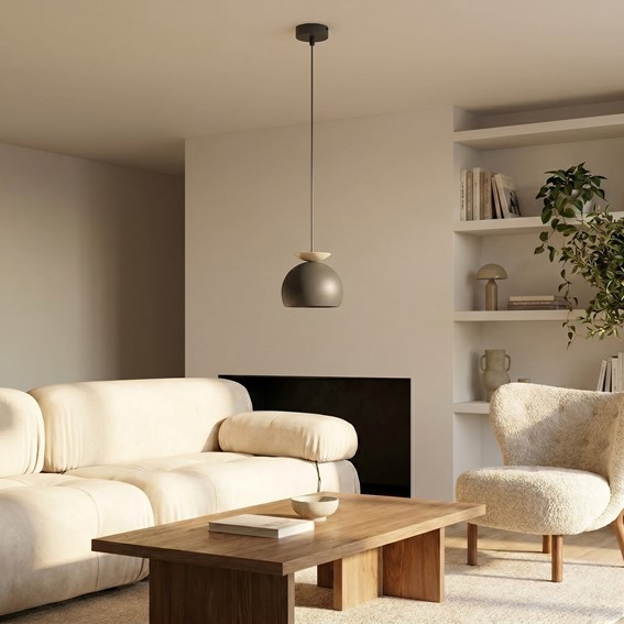 Lampa Wisząca GEO 1 Czarny/Beżowy