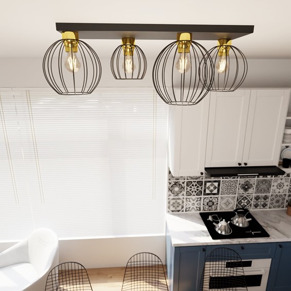 Lampa Sufitowa NEST 4 Czarny/Złoty