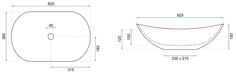 Umywalka Nablatowa ROYAL Czarny/Biały