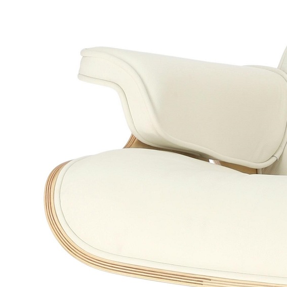 Fotel z Podnóżkiem VIP 54x82x85 Biały/Rosewood/Srebrna Baza