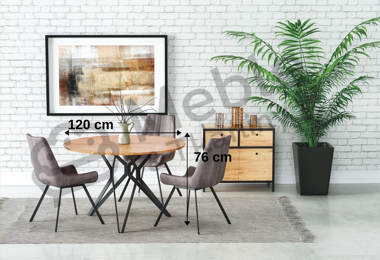 Stół Okrągły PIXEL 2 fi120 Dąb Złoty/Czarny