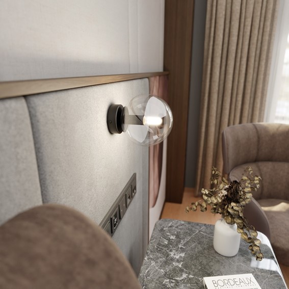 Kinkiet ROSSI K1 Czarny/Transparentny