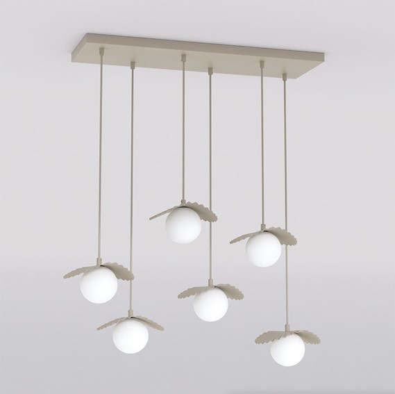 Lampa Wisząca FLORA 6 Beżowy/Opal