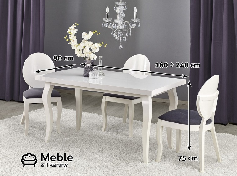 Stół Rozkładany MOZART (160-240)x90 Biały