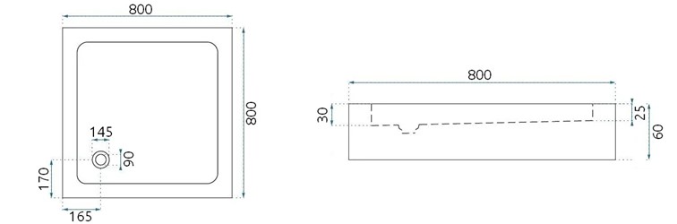 Brodzik Prysznicowy z Syfonem SAVOY 80x80 Czarny