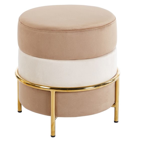 Puf Velvet P8-FX (G) Beż/Cappuccino/Złoty