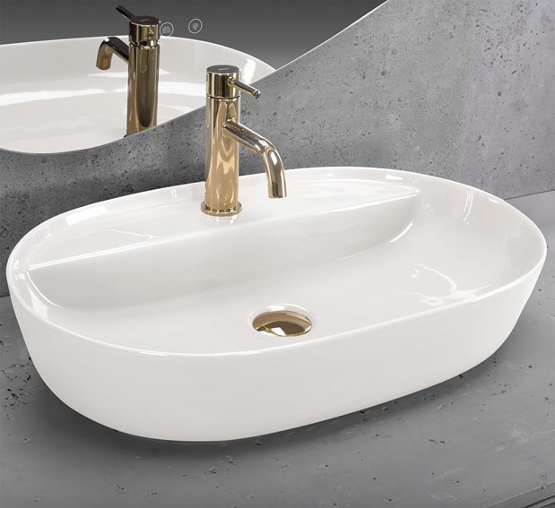 Umywalka Nablatowa AURA 61 SHINY Ecru