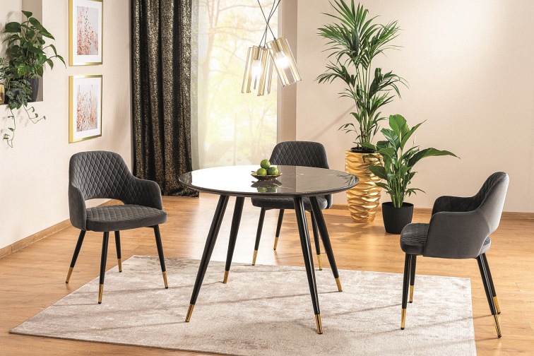 Stół CYRYL II fi100 Czarny Efekt Kamienia/Czarny