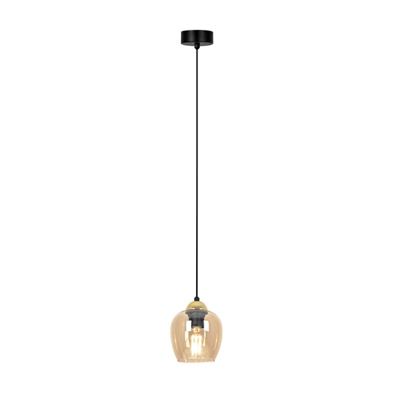 Lampa Wisząca TULA K-5605 Czarny/Złoty/Bursztynowy