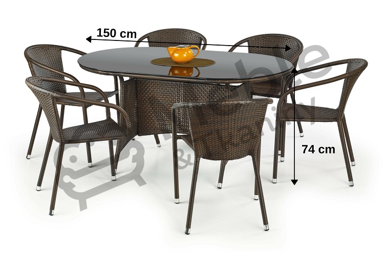 Stół Ogrodowy MASTER 150x90 Czarny/Ciemny Brąz