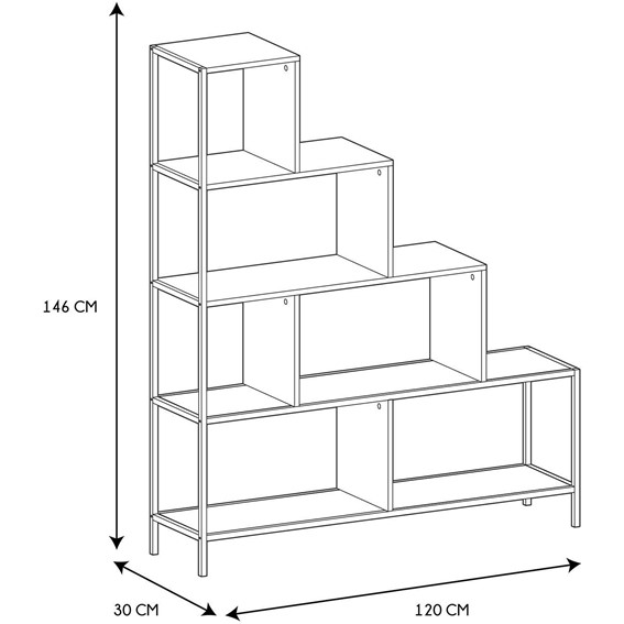 Regał Schodkowy EDISON Naturalny/Czarny