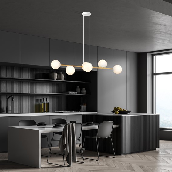 Lampa Wisząca GRAVITY 6 Biały/Złoty/Opal