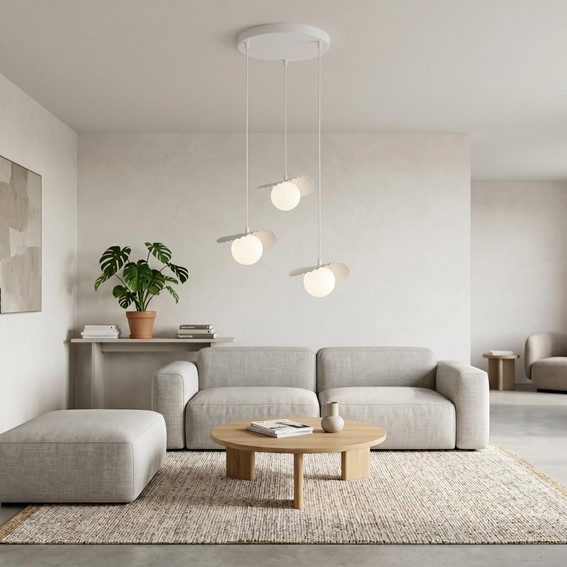 Lampa Wisząca FLORA 3PREM Biały/Opal