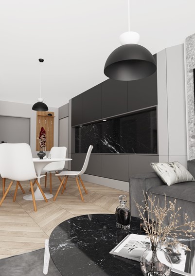 Lampa Wisząca LUNARO 1S Czarny/Biały