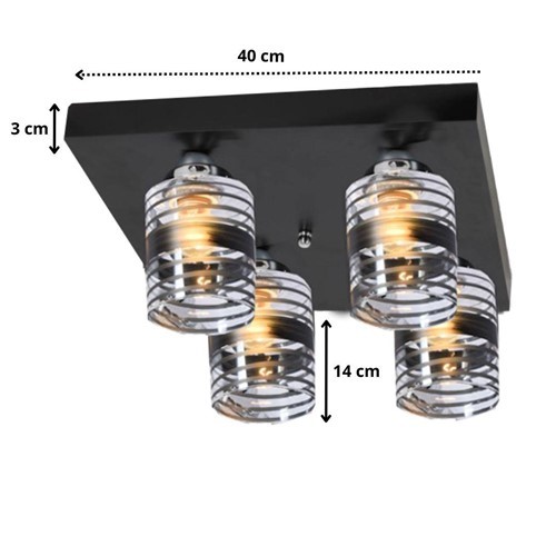 Plafon TEMIDA 4 Czarny