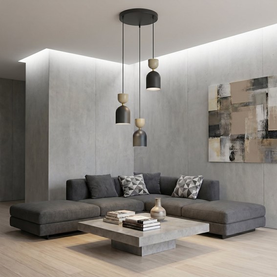 Lampa Wisząca GAUDI 3PREM Czarny/Beżowy