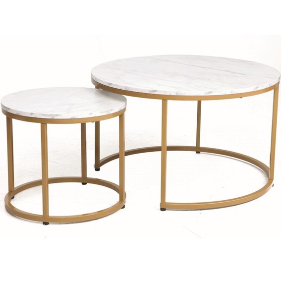 Ława DION fi80/48 Złoty/Biały Efekt Marmuru