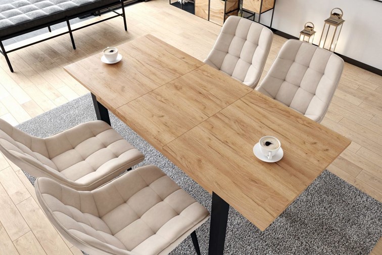 Stół Rozkładany ST22-FX (120-160)x67 Dąb Złoty Craft/Czarny