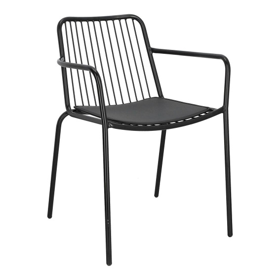 Krzesło z Poduszką PU Bill Arm Black 60x58x78 Czarny
