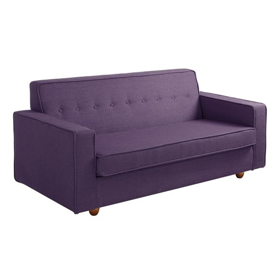 Sofa ZUGO 2 Os. Rozkładana Śliwkowy/Orzech