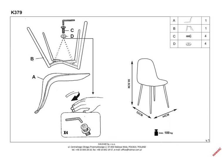 Krzesło K379 Ciemny Zielony