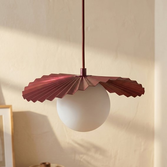 Lampa Wisząca FLORA 9 Burgundowy/Opal