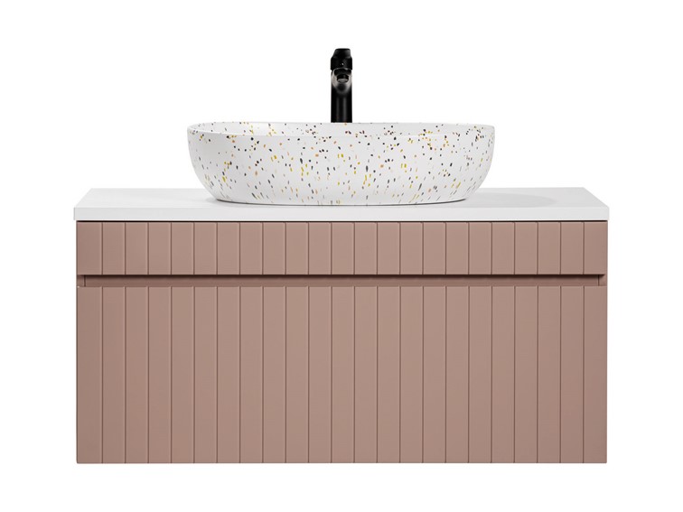 Zestaw ICR B LILI-MW21 100cm (Szafka + Blat + Umywalka) Różowy/Biały