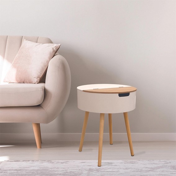 Szafka Nocna AZILAL Biały/ Naturalny