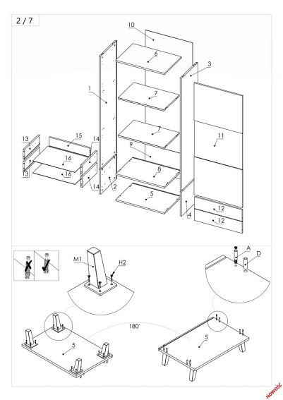 NEST W-2 witryna dąb lefkas/ czarny