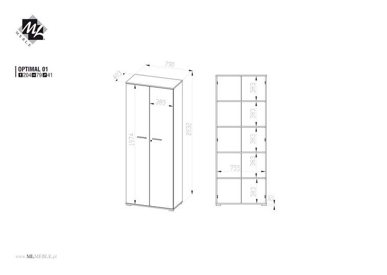 Szafa OPTIMAL 01 Sonoma